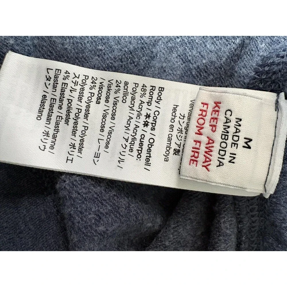 J.CREW Hoodie Mens M Blue Nordic Camp Fleece Long Sleeve Pullover Stretch